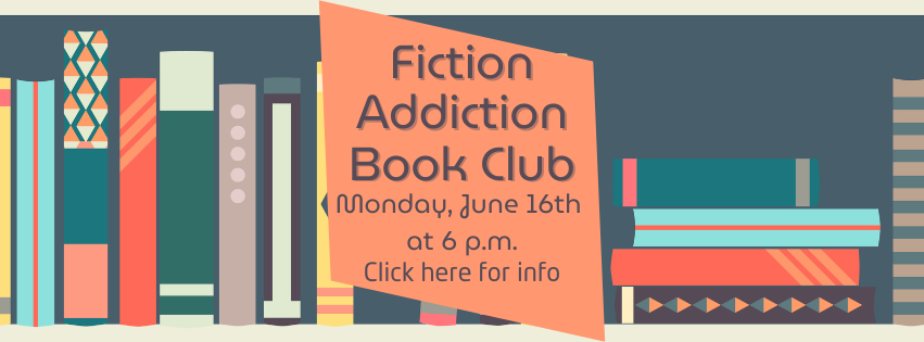 Bookshelf background with orange diamond advertising book club