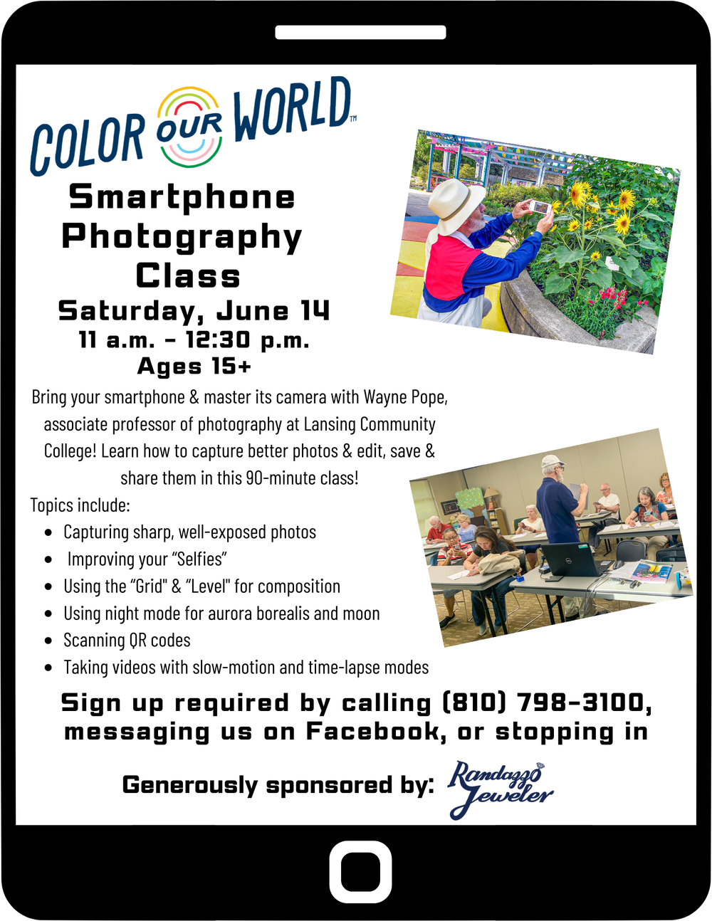Smartphone advertising photography class