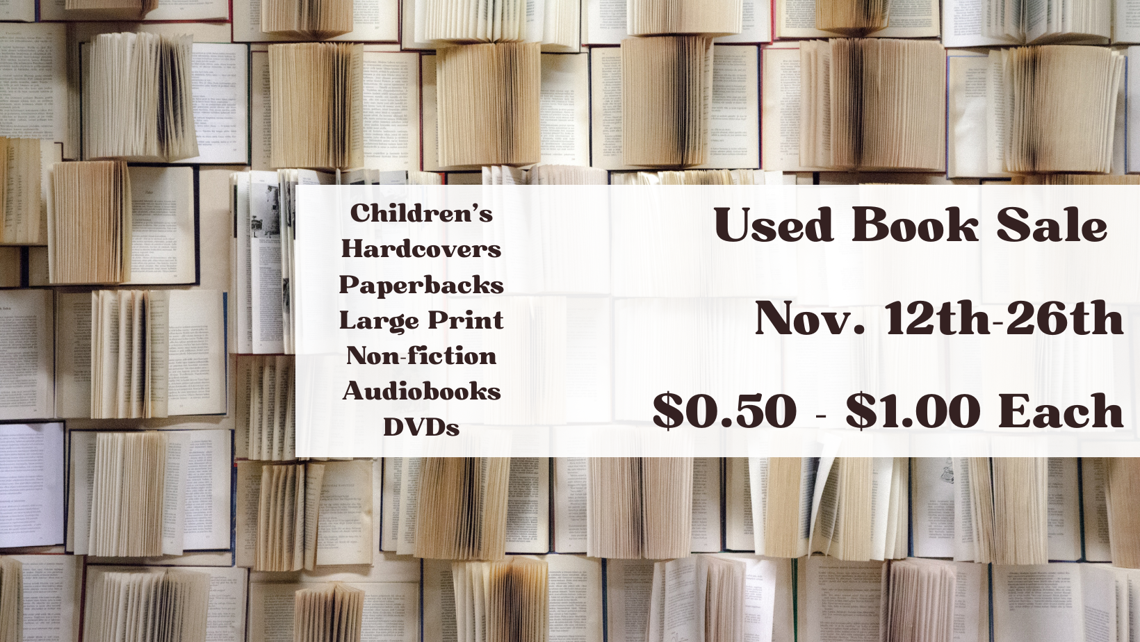 Book Sale Nov. 14-30 $0.50 - $1.00 Each (8).png
