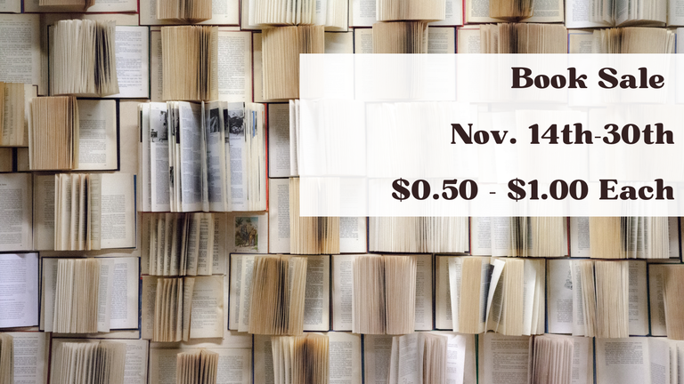 Book Sale Nov. 14-30 $0.50 - $1.00 Each.png